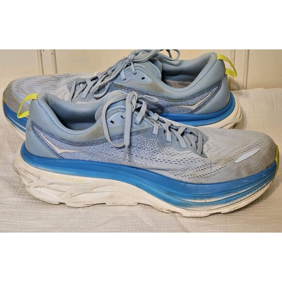 Size 11 2E - Hoka One One Bondi 8 Wide Blue Worn, No Box - Picture 4 of 8